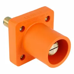 Male single pole receptacle with straight taper nose mating configuration and threaded stud terminations. Rated for 400 A. Suitable for industrial power distribution systems requiring high-current connections.