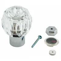 Plastic knob handle with chrome finish for Powers e420 Series faucets. Controls hot and cold water temperature. Includes washer for installation. Suitable for replacement in commercial or institutional washroom settings
