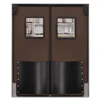 Swinging Door: Polyethylene, 2 Doors, Brown, 8 ft Door Wd, 8 ft Door Ht, Window Included, 1 PR (MPN 9696RDCBR)