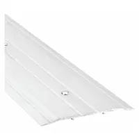 This 3 ft aluminum saddle threshold features a fluted transition type, designed to bridge gaps between flooring surfaces at doorways. It provides a smooth transition while helping to seal against drafts and debris in commercial or industrial buildings