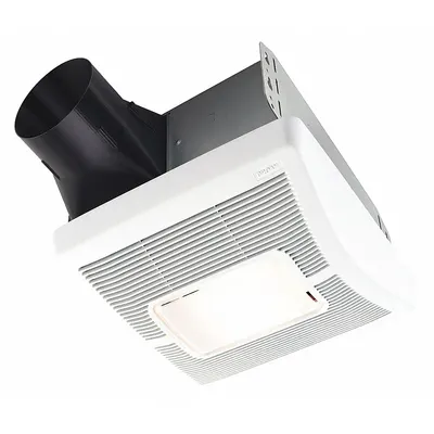 BROAN Bathroom Fan: Ceiling, 110 cfm Max, 1.3 sones, 1 Speed, A19 - Bathroom Exhaust Fans with Light