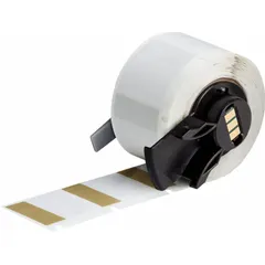 This precut label roll from Brady is designed for permanent wire and cable identification. The 1 in x 1 in wraparound labels are made of vinyl with a matte brown finish, suitable for wire gauges 16 AWG to 8 AWG. Compatible with the BMP71 printer series, requiring M7-R4300 ribbon. Typical applications include marking wires in electrical panels, control cabinets, and field wiring.