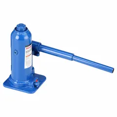 This manual-handle bottle jack lifts up to 4 tons with a steel body and mechanical actuator. Its high-clearance design provides access in confined spaces. Typical applications include automotive repair, construction, and industrial maintenance for lifting trucks, machinery, or structural loads.
