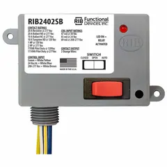 General purpose power relay with SPST-NO contact configuration and 20 A rating. Enclosed pre-wired design with 0.50 in NPT nipple for conduit mounting. Suitable for on/off switching of electrical loads in control panels and equipment.