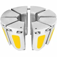 This Parker die is part of the 25 Series, designed for crimping multiple braid hose. It has a maximum crimp diameter of 7/8 inch and is color-coded yellow for identification. Used in hydraulic hose assembly for creating secure connections in fluid power systems.