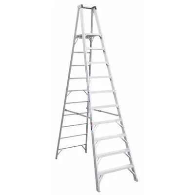 WERNER P410 Lightweight Aluminum Platform Stepladder, 10 ft, 300 lb Capacity - Lightweight Aluminum Platform Stepladders