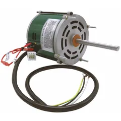 This 1/2 hp electronically commutated motor operates on 115V AC and features a 1/2-inch shaft diameter. It includes a potentiometer attached directly to the motor for speed control. UL listed, it is designed for use with upblast fans in ventilation systems.