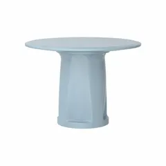 This 42-inch diameter cylinder base table is constructed of polyethylene in a Blue Gray finish. It features a No Game Top design and is Ballast Accepted for added stability. Suitable for break rooms, cafeterias, or lobbies where a sturdy, corrosion-resistant table is needed.