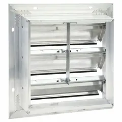 This wall-mount backdraft damper is designed for horizontal airflow in vertical mounting positions. It features a single-panel, flat blade construction and is suitable for use in ventilation systems where one-way airflow is required. Maximum air velocity is 2500 fpm.