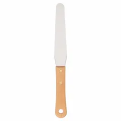 This spreading tool features a stainless steel blade with a tapered shape, offering corrosion resistance for use with adhesives, sealants, or fillers. The hardwood handle provides a comfortable grip. Suitable for industrial maintenance, construction, and food-contact applications where hygiene is required.
