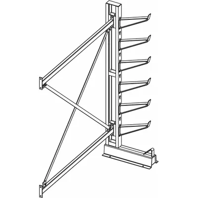 JARKE Cantilever Rack: Add-On, Medium-Duty, 75 in x 26 1/2 in x 84 in, Inclined Arm - Medium-Duty Keyhole-Slot Cantilever Rack Kits