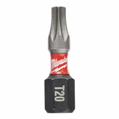 This 25-pack of MILWAUKEE insert bits features a T20 Torx head for driving Torx fasteners in assembly, maintenance, and repair tasks. The bits have a hex drive and are made from alloy steel, suitable for Imperial standard applications in automotive, construction, and industrial settings.