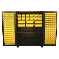 JAMCO Bin Cabinet: 60 in x 24 in 78 in, 2 Shelves, 178 Bins, Yellow, Flush, 14 ga Panel, Black (MPN DX260BL)