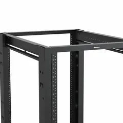 Free-standing 4-post open-frame server rack constructed from steel. Measures 84 in x 23 1/4 in x 30 in and includes (16) 3/8 in grounding washers. Designed for mounting network equipment, servers, and patch panels in data centers or IT rooms.