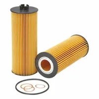 Cartridge hydraulic filter with 1 1/8 in inside diameter and 3 1/4 in outside diameter. Compatible with hydraulic fluid and designed for use in Xuzhou Const. Machinery Group vehicles. Removes contaminants to maintain system cleanliness in hydraulic circuits