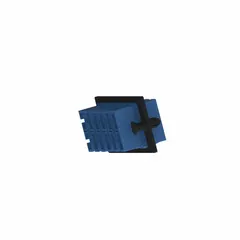 Single-mode OS2 fiber optic adapter plate with 6 SC duplex ports featuring UPC contact finish. Blue housing from the Opticom series. Used for terminating and connecting fiber optic cables in structured cabling systems.