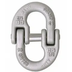 This CROSBY Hammerlock connecting link is designed for joining chain ends or attaching a chain to a load in overhead lifting and rigging applications. It has a 5/8 in trade size and is compatible with 5/8 in chain. The link features a hammerlock closure for secure assembly.