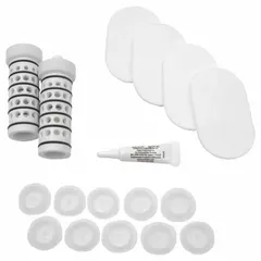 This air end repair kit is designed for servicing the air motor section of Graco double diaphragm pumps. It includes lubricant for reassembly and is used to restore pump performance by replacing worn seals and components. Suitable for industrial fluid handling applications.