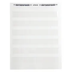 White matte polyester wraparound label measuring 1.5 in x 1.1875 in, designed for permanent identification of wires and cables from 8 AWG to 4 AWG. The material resists abrasion, chemicals, and temperatures up to 105 °C. Accepts thermal-transfer printing for custom legends. Used in industrial panel building, electrical maintenance, and wiring harness marking.