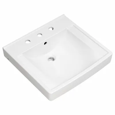 AMERICAN STANDARD Bathroom Sink: Decorum, White, Vitreous China, 21 in Overall Lg - One-Station Wall-Mounted Bathroom Sinks without Faucets