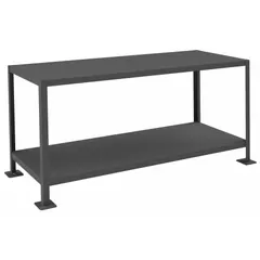 Fixed-height steel-top worktable with a 60 x 24 inch work surface and 2000 lb overall load capacity. Constructed with a steel top and frame, this unit is not expandable or modular. Suitable for heavy-duty assembly, maintenance, and packaging tasks in industrial workshops and warehouses.