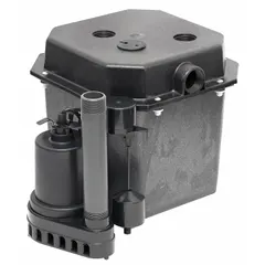 This general purpose sink drain pump system is designed for pumping wastewater from sinks, wash basins, or low-lying drains to a higher discharge point where gravity drainage is not possible. It features a 1/3 hp motor, 115V AC rated voltage, piggyback vertical switch, and delivers 36 gpm at 10 feet of head with 4.1 A current draw.