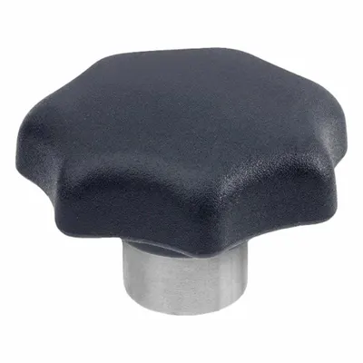 JW WINCO 7-Arm Knob with Threaded Hole, Plastic w/ SS Thread, M6 - 7-Arm Knobs with Threaded Hole