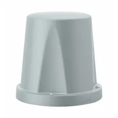 Floor-mounted stool with a polyethylene seat in gray. Seat height is 15-1/2 inches. Designed for use in industrial workstations, laboratories, and cleanrooms where hygiene and chemical resistance are required. Complies with ISO 22196 antibacterial standards and UL 94 flammability standards.