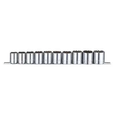 WESTWARD 10-Piece 12-Point Metric Socket Set, 1/2 in Drive, 22 mm to 32 mm - SAE & Metric Socket Sets