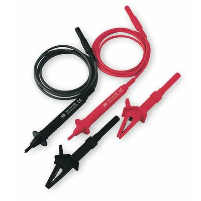MEGGER Test Lead Set: CAT IV 600V, 3.9 ft Test Lead Lg, Black/Red - Test Leads