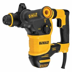 This SDS-Plus L-shape corded rotary hammer delivers 2.6 ft-lb of impact energy and operates at 0 to 5,200 bpm. It has a 1 1/8 in capacity and is powered by an 8.5 A motor running on 120V AC. Suitable for drilling and light chipping in concrete, masonry, and stone for tasks such as anchor installation and through-holes.