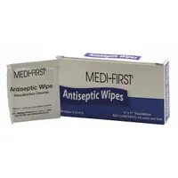 Unitized alcohol-free wipes containing Benzalkonium Chloride (1:750 concentration) in 0.5 oz packets. Each pack contains 10 individually sealed packets for single-use application. Used for first-aid skin cleansing on minor cuts, scrapes, and burns