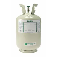 Disposable calibration gas mixture containing 225 ppm Refrigerant R-134A (C2H2F4) in nitrogen background, with +/-5% accuracy and CGA 165 connection. Used for verifying and calibrating portable gas detectors that sense refrigerant R-134A, compatible with all OEM gas detectors.