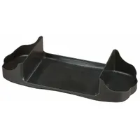 This black napkin dispenser caddy features a single compartment for organizing napkins in foodservice settings. With an overall length of 6 1/8 inches and width of 14 1/4 inches, it is suited for countertop placement in cafeterias, kitchens, and hospitality areas