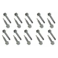 Steel, zinc-plated hex head washer sheet metal screw with external hex drive. Size 1/4 in, length 1-1/4 in. Supplied in a 20-pack. Used for fastening sheet metal to metal substrates in applications such as HVAC ductwork, metal roofing, and industrial cladding.
