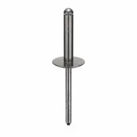 Open-end blind rivet with a large flange for distributing load over a wider area. 0.183" diameter, 2-1/4" overall length, 59/64" body length. Inch series. Supplied in a 250-piece pack. Suitable for sheet metal, automotive, and general assembly fastening applications