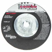 This depressed center cut-off wheel is designed for high-performance cutting of carbon and stainless steel. It features a 4-1/2 inch diameter, 0.095 inch thickness, and 5/8-11 arbor, with 60 grit zirconia alumina abrasive. Suitable for heavy-duty metal fabrication, maintenance, and repair applications