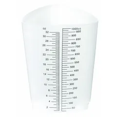 APPROVED VENDOR Low Form Plastic Beaker Without Handles, 1000 mL, Clear Polypropylene, Printed Graduations, Non-Sterile (H972-01)