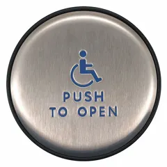 The BEA 10EMR61 is a push-to-exit button with a gray plastic and stainless steel construction. It measures 6 inches wide by 1 inch deep and is ADA compliant. This push button is used to release electric door locks or alarms in commercial buildings, facilitating safe egress.
