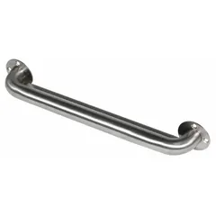This straight grab bar is constructed of stainless steel with a satin finish. It has a 1 1/2 in base diameter and a weight capacity of 250 lb. Suitable for wall mounting in institutional bathrooms to provide support and stability.