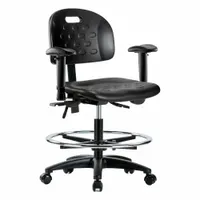 Ergonomic Chair: Polyurethane, Arms Included, Ht Range 19 3/4 in to 27 1/2 in, 18 in Seat Wd, Adj (MPN BR-HPMBCH-RG-T0-A1-CF-RC-BLK)