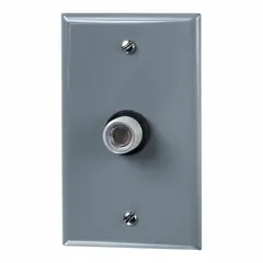 Flush-mounted photocell for automatic dusk-to-dawn light control. SPST switching, 120V AC operation, 3/8 in stem diameter. Includes gasket for flush in-wall mounting. Suitable for outdoor and commercial lighting applications.