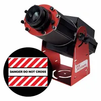 This 300 W LED projector includes a lens and image template that projects a red/white 'Danger Do Not Cross' legend onto surfaces. It is used for safety warnings, hazard marking, and perimeter delineation in industrial and facility settings. The unit comes with a power supply