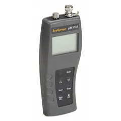 Portable meter for measuring pH in field or lab applications. Includes battery; electrodes and reagents sold separately. Suitable for water quality testing and environmental monitoring.