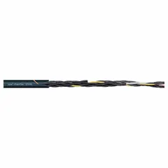 Continuous flexing control cable with 25 conductors of single copper wire, 16 AWG, TPR jacket rated 1000 V. Includes ground conductor, oil and grease resistant per IPA 14644-1. Minimum bend radius: 3 x OD fixed, 4 x OD flexible, 5 x OD for e-chain. Suitable for automated machinery and cable carrier applications.