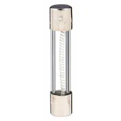Time-delay cylindrical fuse rated 8 A and 250 V AC. Dimensions 1/4 in x 1 1/4 in. Provides overcurrent protection for circuits with inrush currents such as motors, transformers, and control panels.