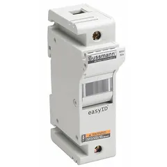 The BUSSMANN CH30J1 is a 1-pole UL Class J fuse block rated for 600 V AC. It features DIN rail mounting and box lug termination for secure connections. This block is used to hold and connect Class J fuses in industrial control panels and power distribution systems.