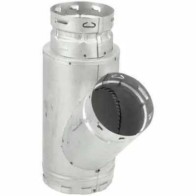 AMERI-VENT Reducer Wye: 5 in Duct, 13 1/2 in Lg, Steel, 5 1/2 in Inlet Dia, 4 1/2 in Outlet Dia - Branches