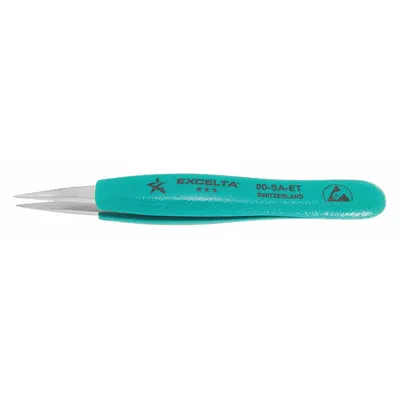 EXCELTA Tweezers: Stainless Steel, Point, Straight Tip - General Purpose Tweezers
