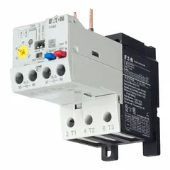 Three-phase electronic overload relay with screw clamp terminals, rated for 4 A to 20 A and 690V AC. Designed for NEMA Size 0 applications, compatible with C25 Definite Purpose contactors. Provides motor protection against overcurrent, phase loss, and imbalance without requiring thermal units.